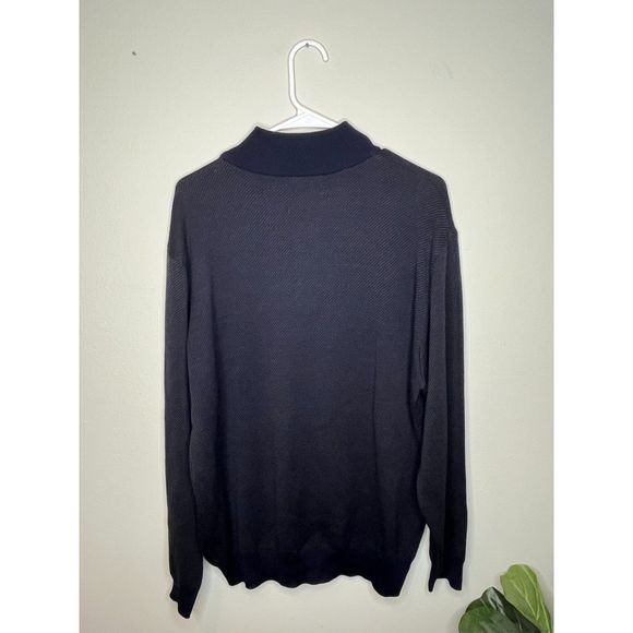 Hathaway Platinum 100% Merino Wool 1/4 Zip Sweater XL Made in Italy Navy Blue - Picture 3 of 3